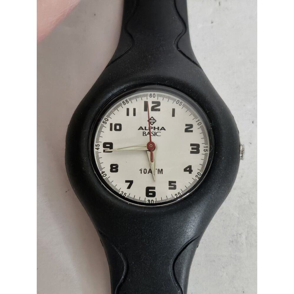 Rare Alpha Basic Uunisex Analog Quartz Watch Silicone Band New Battery Running